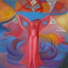 Marion Lucka: Leiden, Öl, 90 x 90 cm (1991)