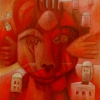 Marion Lucka: Ölgemälde " Marswächter" 100 x 120 cm (2000)
