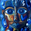 Marion Lucka: Maske, Acryl, 80 x 90 cm (1995)