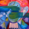 Marion Lucka: Novemberfischleid, Öl, 60 x 60 cm (2010)