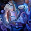 Marion Lucka: Novemberplaneten, Öl, 90 x 90 cm (2007)