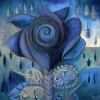 Marion Lucka: Rose in Blau, 50 x 50 cm (2009)