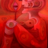 Marion Lucka: Roter, sitzend, Öl, 70 x 100 cm (2006)