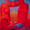 Marion Lucka: Rotes Tor, Öl. 50 x 60 cm (2005)