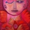 Marion Lucka: Schutzengel in Rot, Öl, 50 x 60 cm (2010)