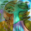 Marion Lucka: Sommerbaum, Öl, 40 x 40 cm (2014)