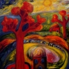 Marion Lucka:Sonnenaufgang, Acryl, 60 x 70 cm (1998)