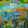 Marion Lucka: Sonnenbuddha, Öl, 50 x 60 cm (1995)