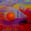 Marion Lucka: Sonnenfisch, Öl, 30 x 40 cm (1994)