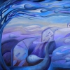 Marion Lucka: Blauer Sturm, 60 x 70 cm (1995)