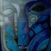 Marion Lucka: Ölgemälde "Totenmaske" 30 x 40 cm (1993)