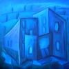 Marion Lucka: Traumhaus2, Öl, 70 x 80 cm (1997)
