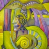 Marion Lucka: Unter der Haube, Öl, 50 x 70 cm (1995)