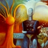 Marion Lucka: Vollmondbaum, Öl, 60 x 80 cm (1988)