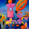 Marion Lucka: Löwe, Acryl, 50 x 70 cm (1996)