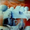 Marion Lucka: Warme Winterlandschaft, Öl, 30 x 40 cm (1984)