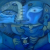 Marion Lucka: Wasserpaar, Öl, 100 x 120 cm (2006)