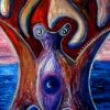 Marion Lucka: Wasserwesen1, Öl, 40 x 50 cm (1995)