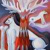 Marion Lucka: Weißer Hund, Öl, 60 x 80 cm (1992)