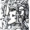 Marion Lucka: Gesicht, Tusche 20 x 30 cm (2010))