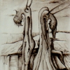 Marion Lucka: Tusche, Zweisamkeit, 20 x 30 cm 1986