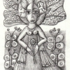 Marion Lucka: Bleistiftzeichnung "Schmetterlingsengel" 9 x 12 cm (2017)