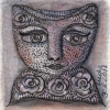 Marion Lucka: Tusche/Aquarell " Augustkatze" 5 x 5 cm (2017)