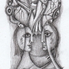 Marion Lucka: Baumpaar, Bleistift (2014)