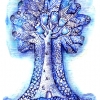 Marion Lucka: Blaubaum, Aquarell (2012)