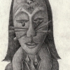Marion Lucka: Bommelkatze, Bleistift 10 x 15 cm (2001)