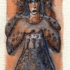 Marion Lucka: Braun-Indigoengel, Tusche/Aquarell (2015)