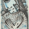 Blaue Hoffnung, Blei/Buntstift 6 x 10 cm (2019)
