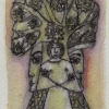 Marion Lucka: Tusche/Aqarell " Julibaum" 10 x 15 cm (2017)