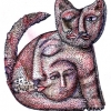 Marion Lucka: Rotkatze, Tusche/Aquarell (2013)