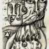 Marion Lucka: Bleistiftzeichnung "Krank" 6 x 10 cm (2013)