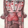 Marion Lucka: Bunt/Bleistiftzeichnung" Ostermontag" 7 x 11 cm (2017)