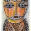 Marion Lucka: Tusche/Aqarell "Katzenengel" 10 x 15 cm (2017)