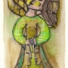 Marion Lucka: Tusche/Aquarell "Baumfrau" 10 x 15 cm (2017)