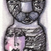 Marion Lucka: Tusche/Aquarell " Novemberkatze, traurig" (2016)