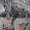 Marion Lucka: Paar, Kohle/Tempera, 30 x 40 (1997)