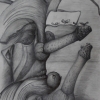 Marion Lucka: Bleistift, Pilzgesicht 50 x 60 cm, 1989