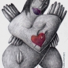Marion Lucka: Schmerzblut, Blei/Buntstift "Schmerzblut" (2001)
