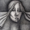 Marion Lucka: Selbst, Kohlezeichnung, 60 x 80 cm (1986)