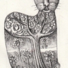 Marion Lucka: Sonntagskatze, Bleistift, 6 x 11 cm (2016)